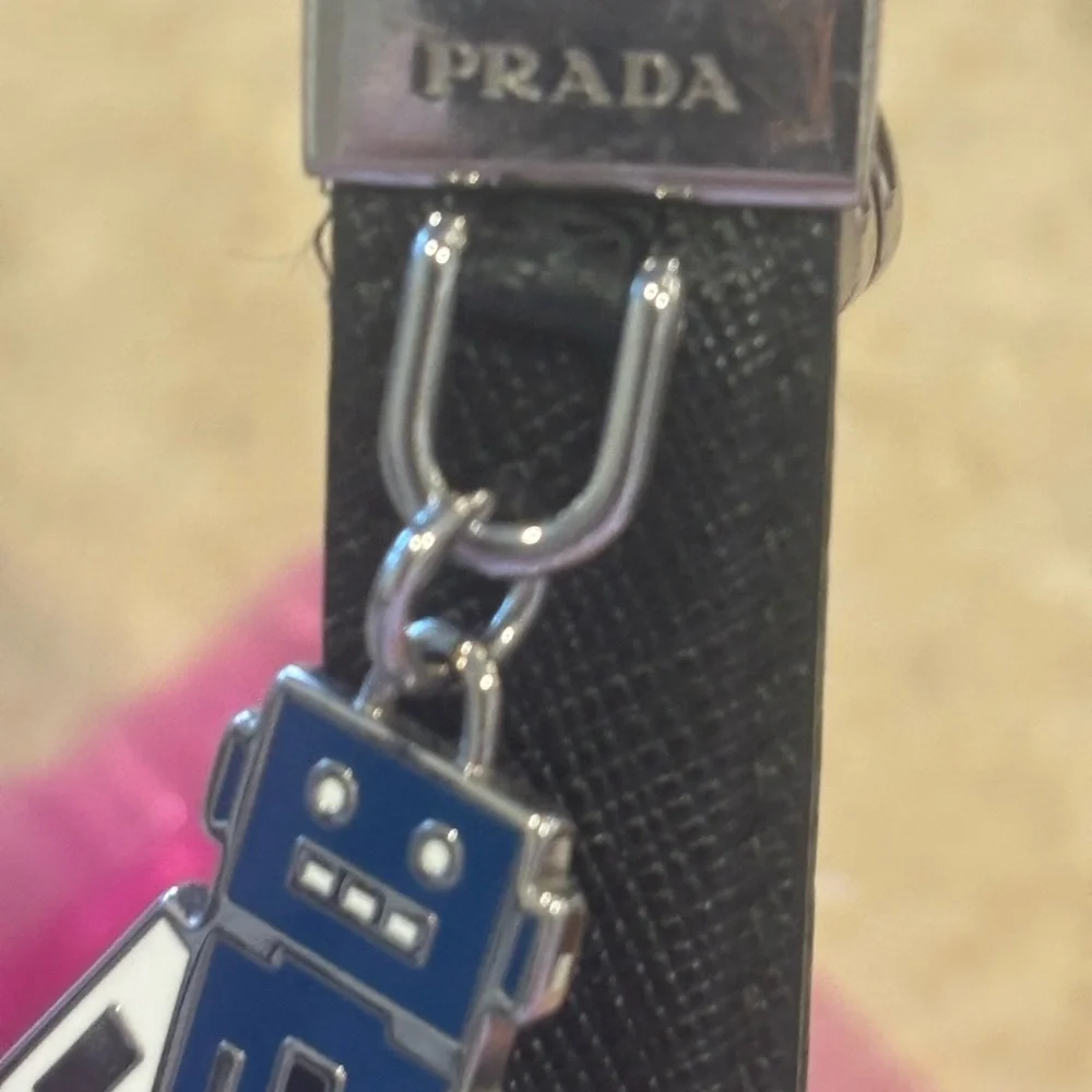 Mom Sale🌸 PRADA Black Saffiano Leather Keychain with Robot Charm $295